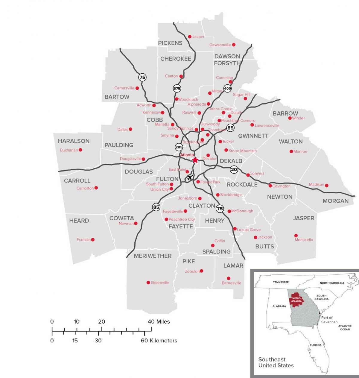 Atlanta - mapa miasta