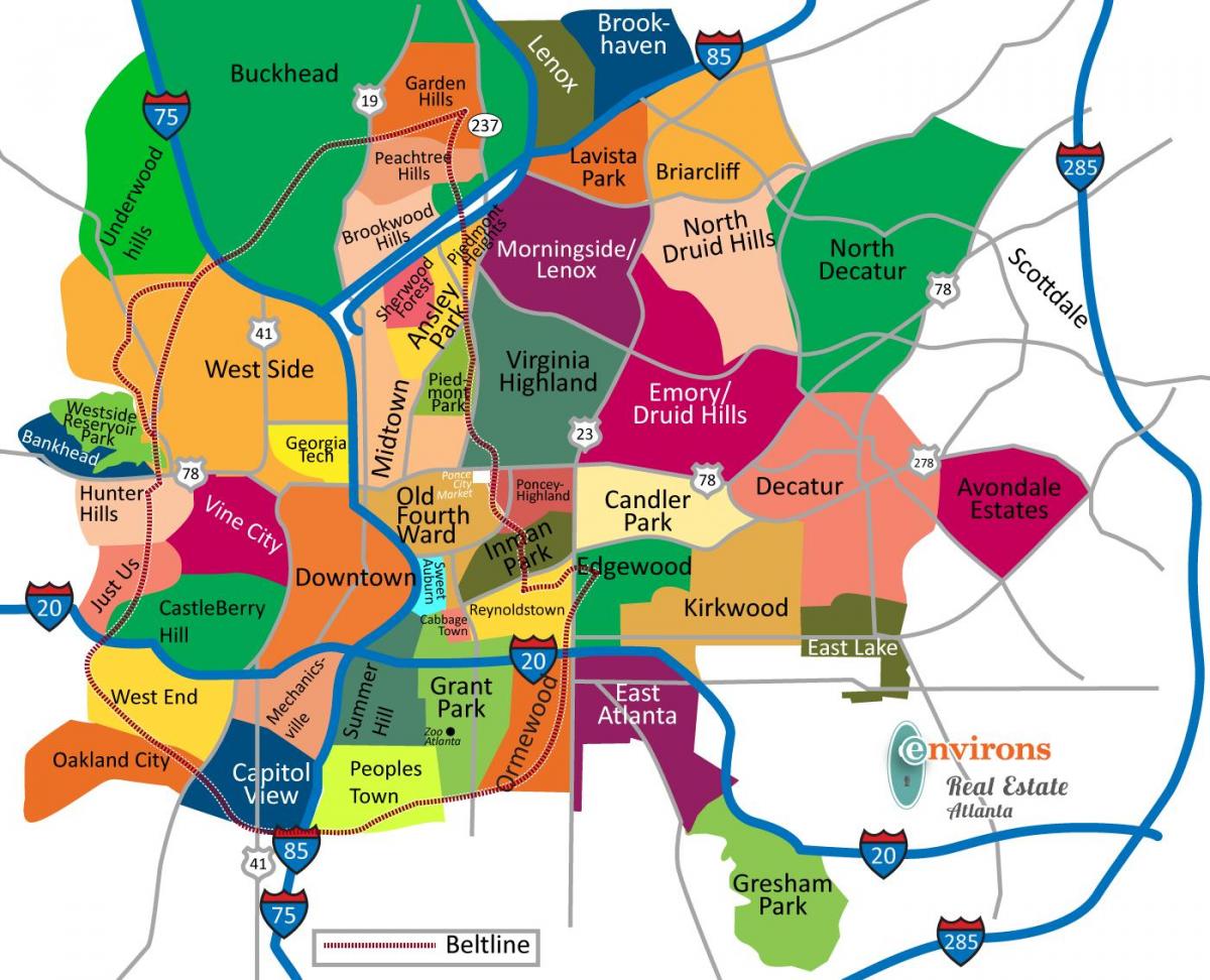 Atlanta mapa dzielnic