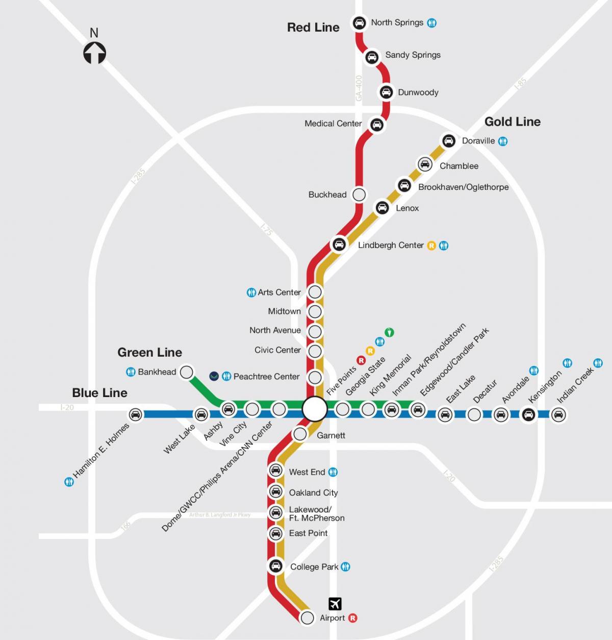 Mapa stacji metra w Atlancie